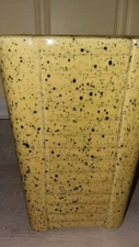 Vintage Atomic Style Yellow Speckled Square Vase Great USA Retro Mid Century