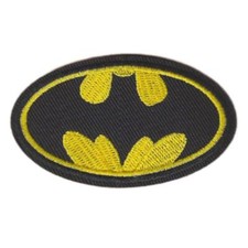 BATMAN IRON ON PATCH 2.9" Yellow Black Superhero Bat-Signal Embroidered Applique