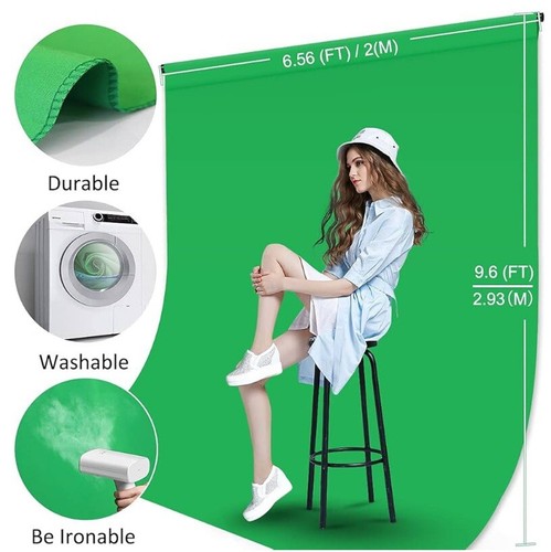 6.5 X 9.8 Green Screen Backdrop Kit with Ft Stand for Photography - Picture 5 of 9