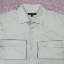 Banana Republic Dress Shirt Men Large, 16-16 1/2 Green Fitted Cotton Long Sleeve