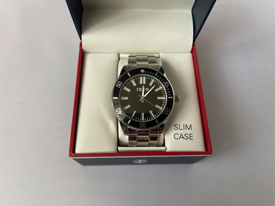 IZOD Men's Black/SILVER Stainless Steel JAPAN Movement Watch | eBay