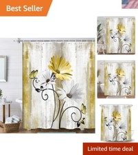 Vibrant Yellow Floral Shower Curtain - Rustic Design for Elegant Bathrooms