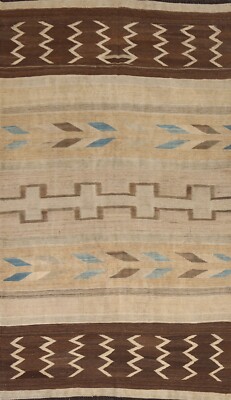 Natural Dye Geometric Tribal Kilim Area Rug Afghan Reversible Flat Weave 5x9 ft