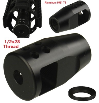 Aluminum Low Concussion Muzzle Compensator Compact Brake 1/2x28 TPI .223