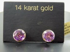 14kt Yellow Gold 10mm Amethyst Stud Earrings NWT