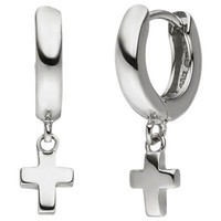 Creolen Kreuz Kreuze Aus 925 Silber Rhodiniert Ohrringe Ohrschmuck