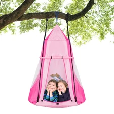 40" Kids Hanging Chair Swing Tent Set Hammock Nest Pod Seat Pink