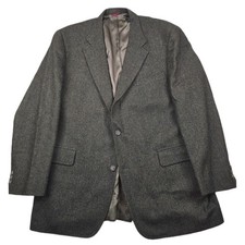 JoS A Bank Tweed Blazer Mens 46R Brown Herringbone Pure Wool Sport Coat Jacket