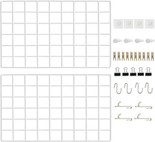Metal Grid Wall Panel White, Wire Photo Display Organizer, 17.3" 11.8" Board, Pi