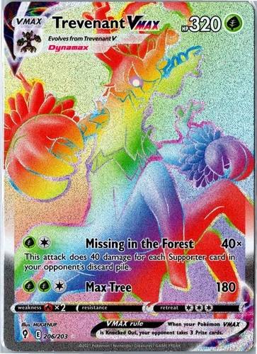 Pokemon Card - Trevenant VMAX 206/203 Evolving Skies Rainbow Rare Near Mint