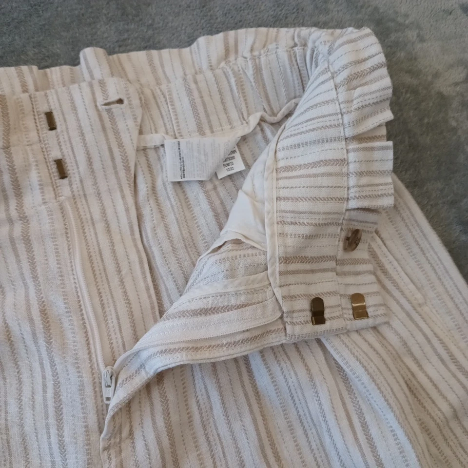 Banana Republic Ankle Pants Womens Size 6 Petite Beige Striped Wide Leg 28x27.5 - Image 4 of 4