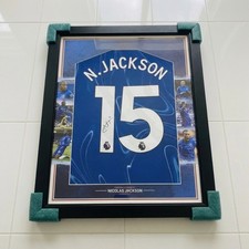 Nicolas Jackson signiert & gerahmt 2024/25 Chelsea Heim Fußball Trikot Echtheitszertifikat 