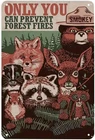 Smokey Bear Forest Animals Vintage Wildlife Tin Metal Signs Print Aesthetic Room