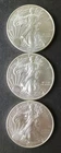 Lot of Three 2020 $1 American Silver Eagle Dollars
