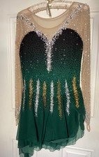Figure Skating Competition Dress, Green, Adult S or Youth-16/18