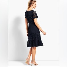 Talbots Fit & Flare Dress 12P Petite Lace Eyelet‎ NEW $189 Black