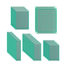 32 Pcs PCB Board, Green Circuit Board with 5 Sizes Compatible, Double Sided P...