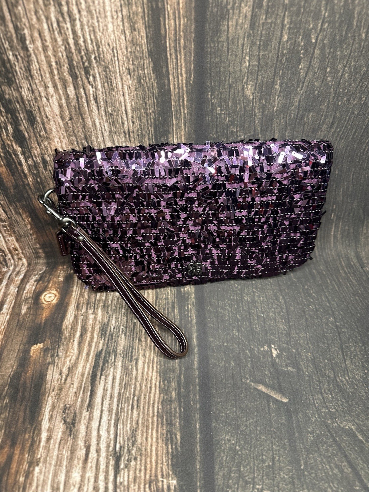 Coach Rectangular Purple Dangling Sequin Clutch W… - image 4