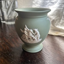 Wedgewood Jasperware Sage Green Vase Pegasus Greek Mythology Made In England