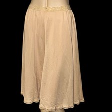 Vintage Olga Secret Hug Beige Lace Trim Nylon 6 Gore Half Skirt Slip Sz M