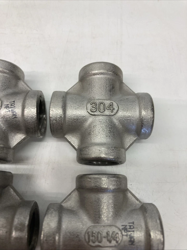 Lot of 4  1/4"  150 Threaded (Female NPT) Cross 4-way 304 Stainless | USA SELLER - Image 3 of 4