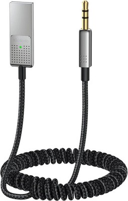 Aux Bluetooth Adapter 5.3 with Built-In Microphone CD Quality 10M Transmission B