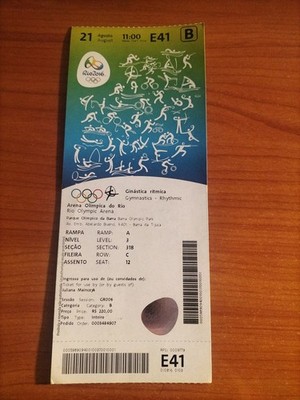 Used Ticket Olympic 2016 Rio Olympia 21.02. E41 Gymnastic Rhythmic Gold Russia 2