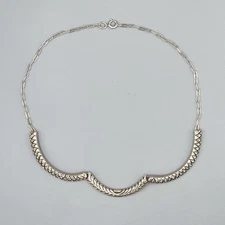 Mainland Silver Sterling 925 Diamond-Cut Curved Necklace 16.5" 23.1g