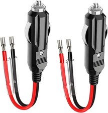 12V Fused Male Cigarette Lighter Plug, Replacement Car Adapter with Leads and LE