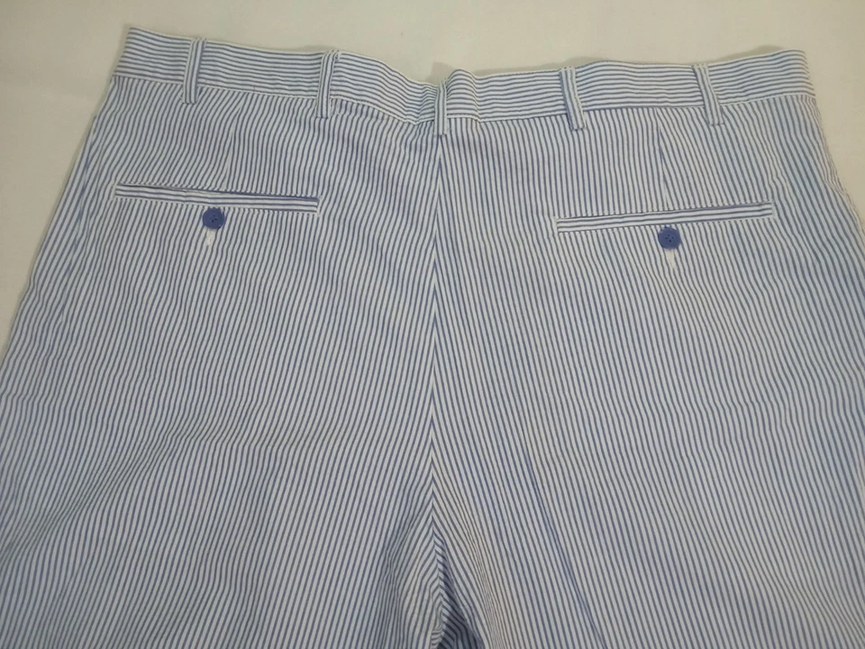 Pantalones Cortos JOHN BLAIR 42 Para Hombre Azul Blanco Rayas Algodón Bolsillos 8" Náutico  Foto 3 de 4