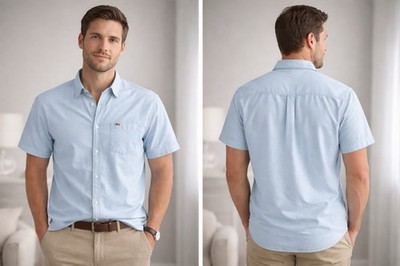 Tommy Hilfiger Mens XL Blue Button Up Shirt Pocket Embroidered Flag Logo NY Fit