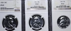 GROUP OF (3) DIFFERENT FRANKLIN HALF DOLLARS, ALL NGC PROOF 67, ALL BRILLIANT,