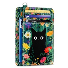Black Cat Credit Slim Wallet, Floral RFID Wallet Front Pocket Small , Travel ...