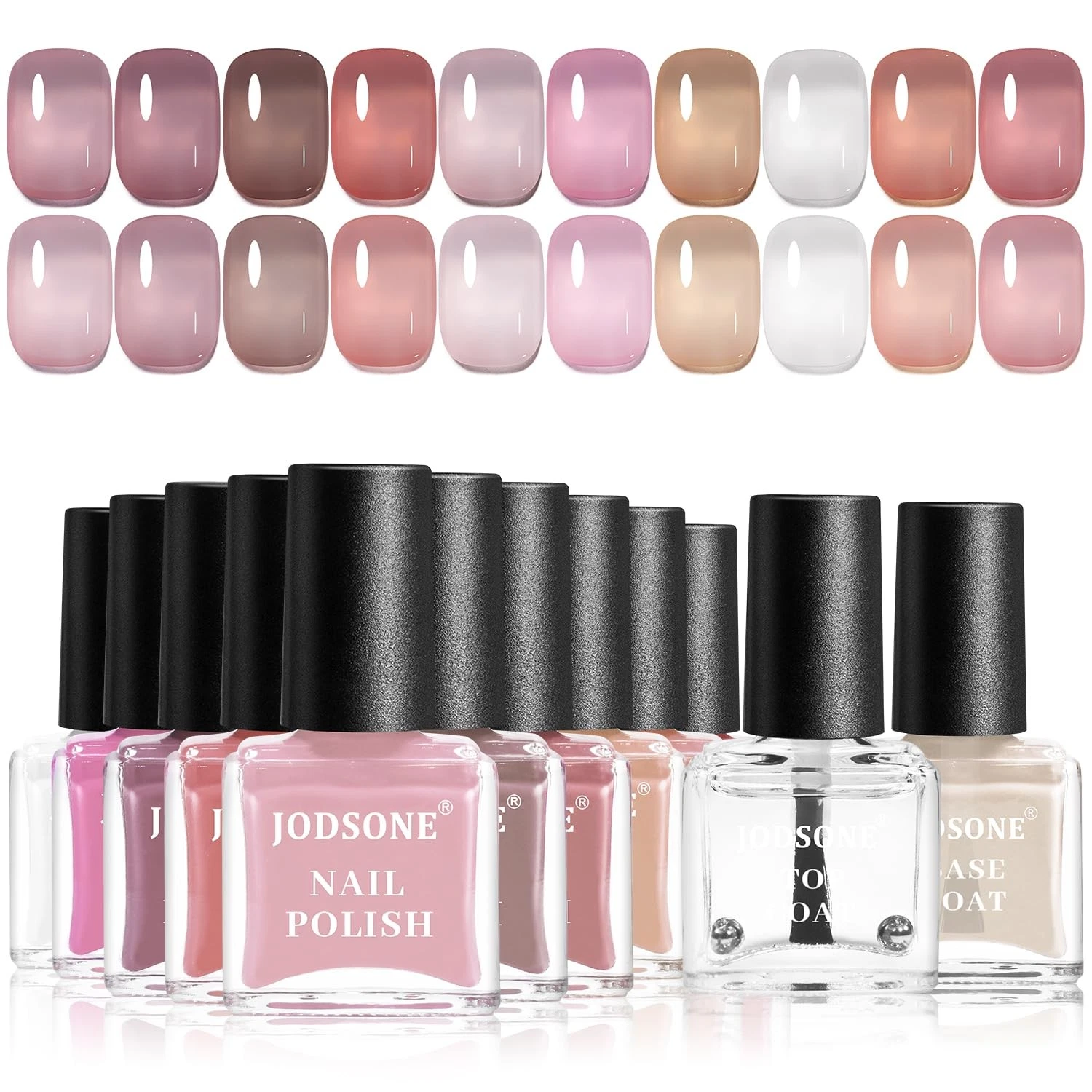 Fast Drying Jelly Nail Polish Sets 10 Color Nail Varnish with Base & Top Coat