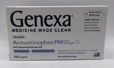 Genexa Adult Extra Strength Acetaminophen PM Pain Reliever 100 Caplets 01/2026