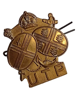 WW2 Upper Thames Patrol Home Guard UTP Cap Badge King's Crown 2Lugs - Original - Image 1 of 4