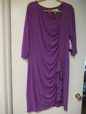 NWT David by David Meister Grape 3/4 Sleeve Dress/ Back Zipper/ Flounce- 18W