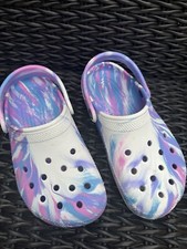 EUC Girls Tie- Dyed Marble Clog Crocs. Size J3
