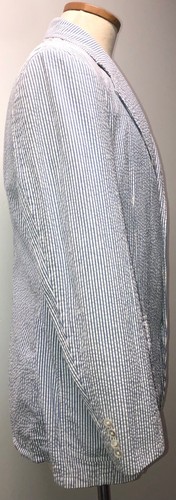 CHAQUETA ABRIGO DEPORTIVO RALPH LAUREN DE COLECCIÓN POLO AZUL BLANCO SEERSUCKER RAYAS 3 BOTONES - Imagen 4 de 11