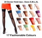 NEW Lace Top 20 Denier Sheer Hold Ups Stockings 17 Various Colours- Sizes S-XL