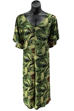 Attitudes by Renee Como Jersey Short Sleeve Jumpsuit Olive Butterfly