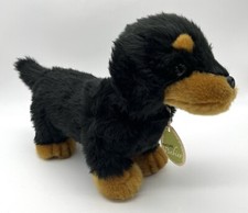 Aurora Nature Babies Dachshund Black  Tan Puppy Dog Realistic Plush Toy
