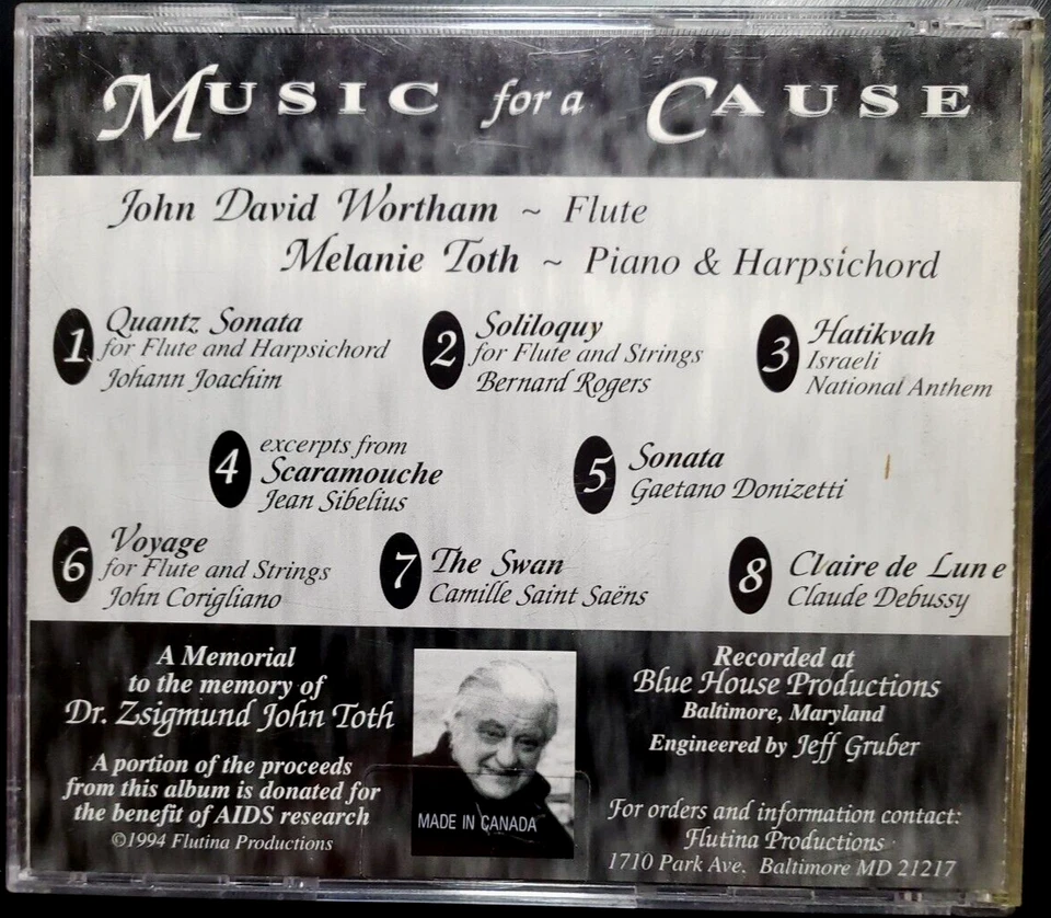 MUSIC FOR A CAUSE CD DR. ZSIGMUND JOHN TOTH MEMORIAL ALBUM WORTHAM TOTH NM Foto 2 de 3