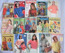 Lot of 16 Knitting Pattern Booklets, Vintage and Contemporary, Family Sweaters