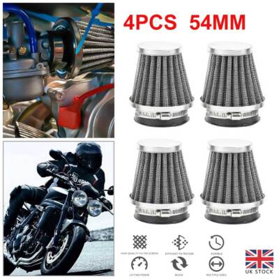 4X Motorcycle 54mm Air Intake Filter Pod Set For Yamaha Suzuki Kawasaki ...