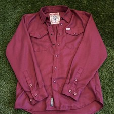 Dixxon Flannel Shirt Men XS The Bordeaux Pearl Snap Button Red Burgundy Biker