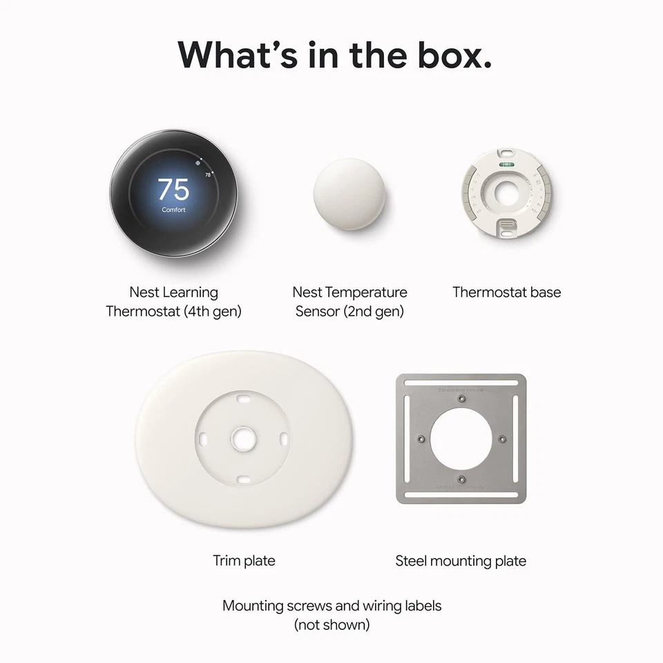 Google Nest Learning Thermostat (4th gen) w/ Temperature Sensor (2nd gen) Black - Image 3 of 4