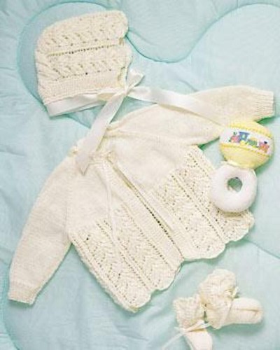 Strickanleitung Kopie 2322.   Baby Strickjacke Haube Stiefel.  0-3 Monate