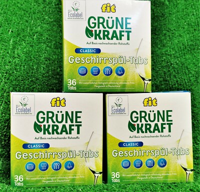 (12,81 /kg) 3x Fit GRÜNE KRAFT Classic 36  Geschirrspül -Tabs Versand 0 