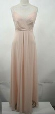 Levkoff Womens Pink Spaghetti Strap Fit Flare Back Zip Surplice Gown Dress M
